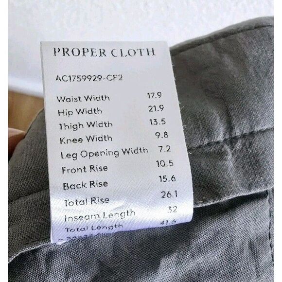 Proper Cloth Sondrio Grey Lightweight Stretch Chino Twill Slim Size 34 - Picture 3 of 9